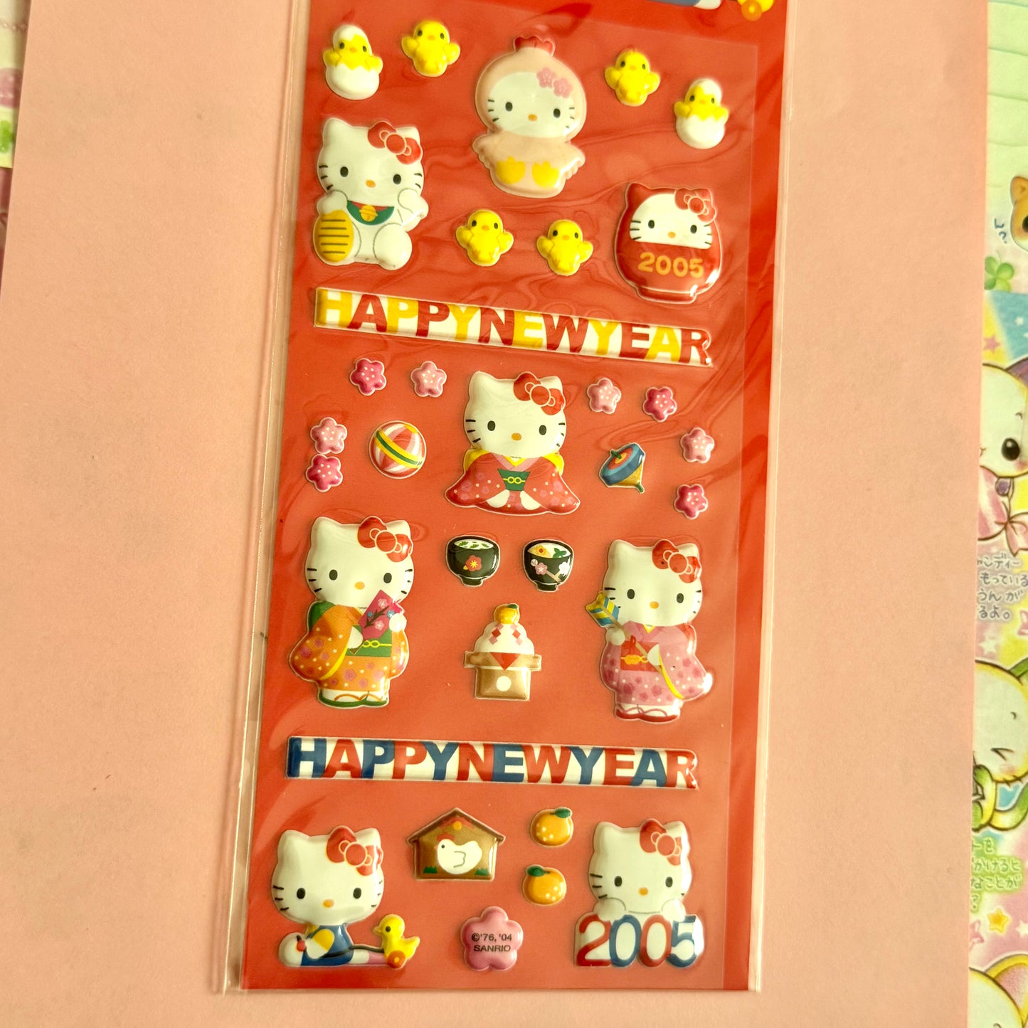 Sanrio Seals ♡ 2004 Hello Kitty Happy New Year Sticker Sheet