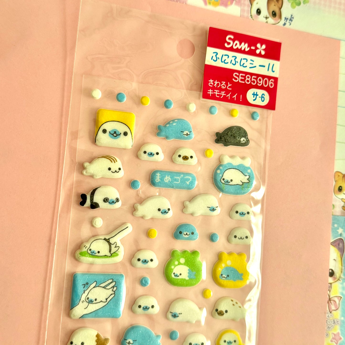 San-x Seals ♡ Mamegoma Clear Squishy Sticker Sheet