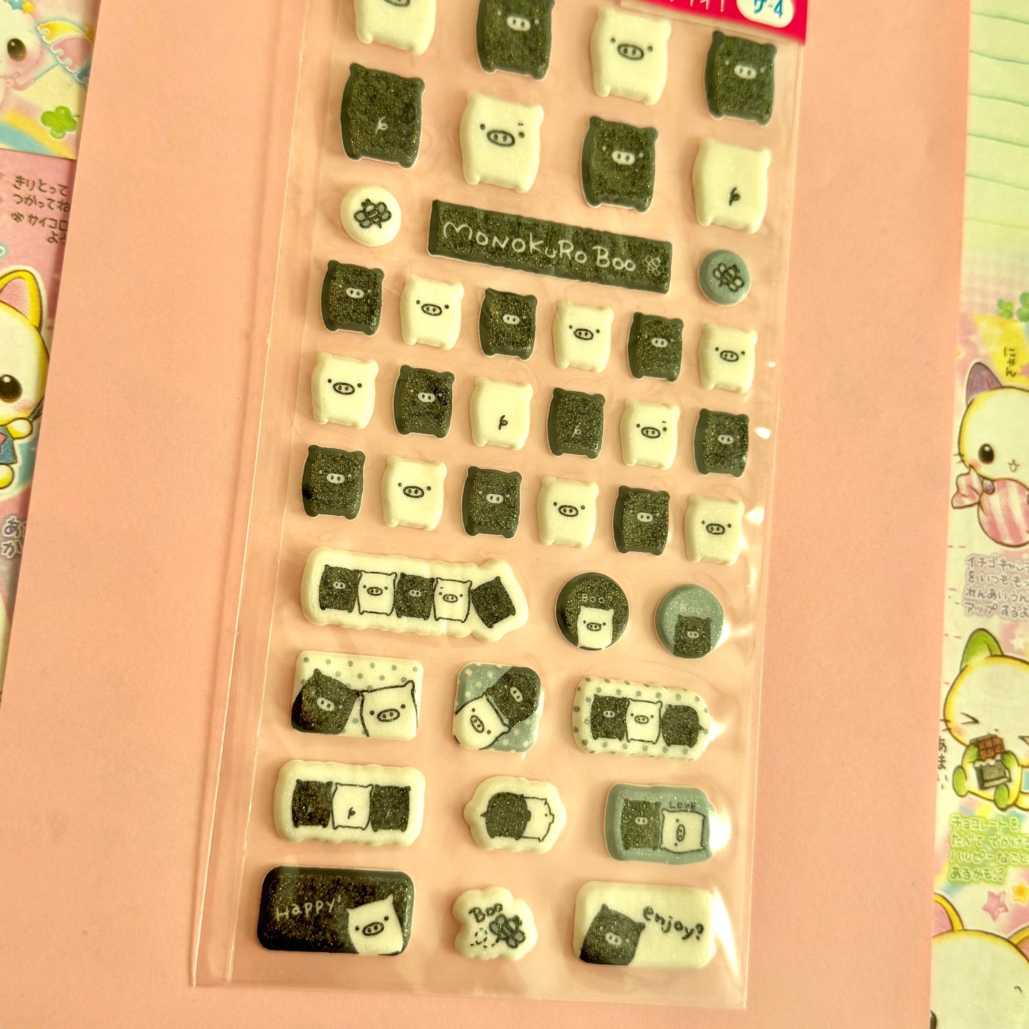 San-x Seals ♡ Monokuro Boo Squishy Clear Sticker Sheet