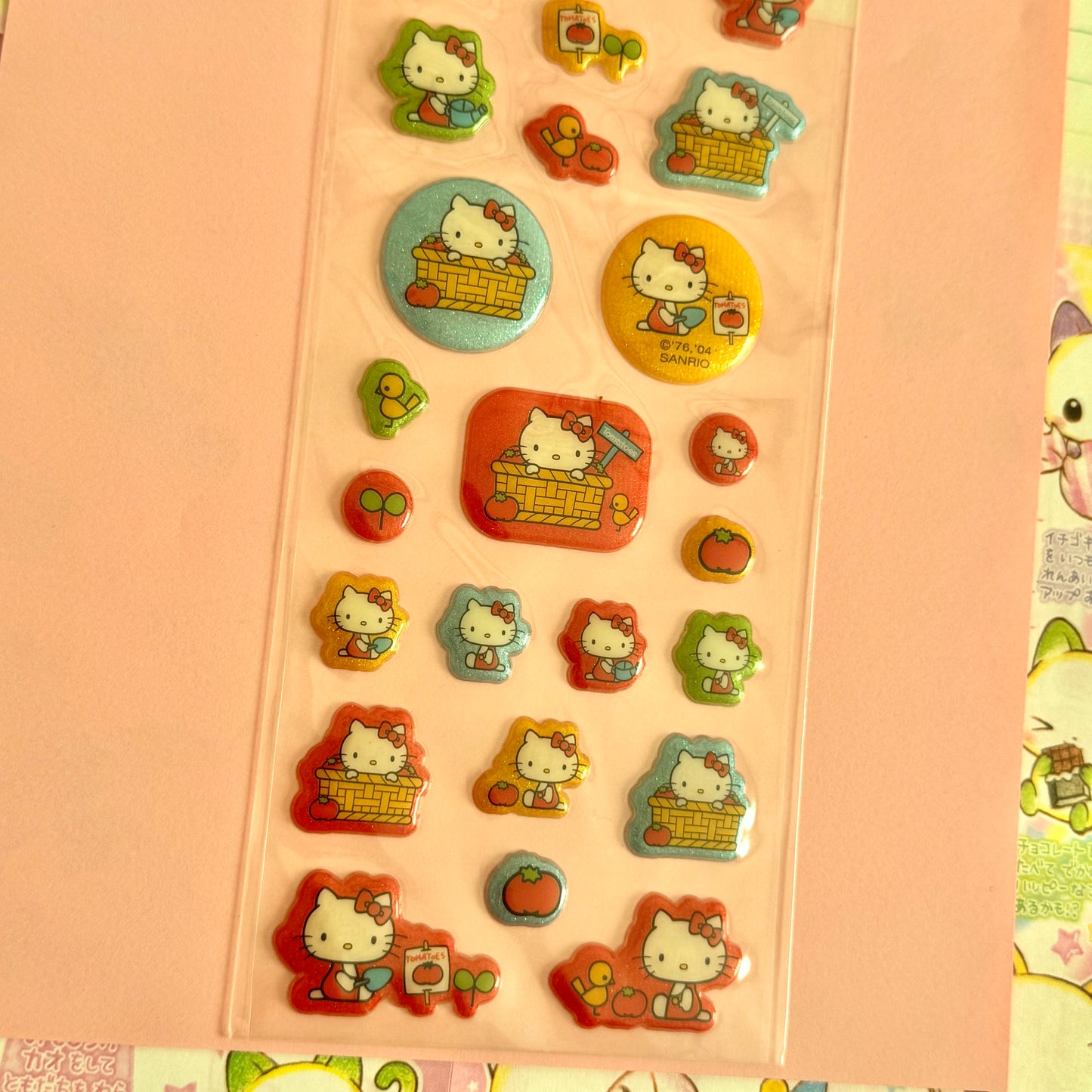 Sanrio Seals ♡ 2004 Hello Kitty Apple Sparkly and Puffy Sticker Sheet