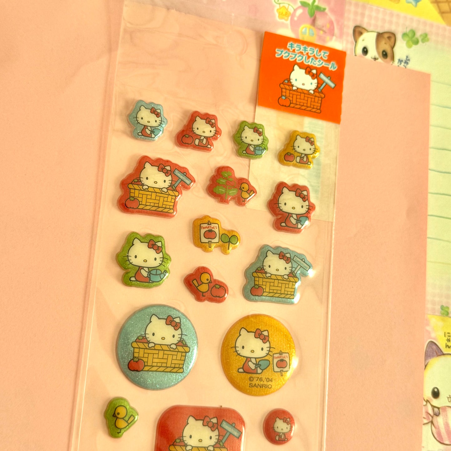 Sanrio Seals ♡ 2004 Hello Kitty Apple Sparkly and Puffy Sticker Sheet