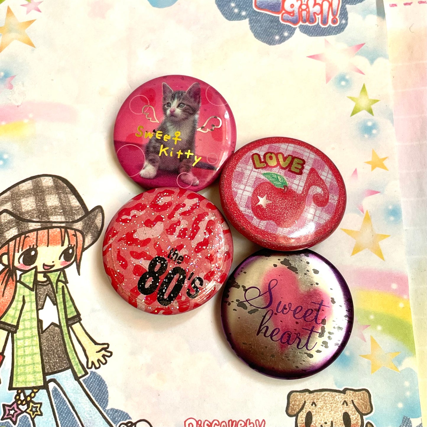 Retro Button Pin Set