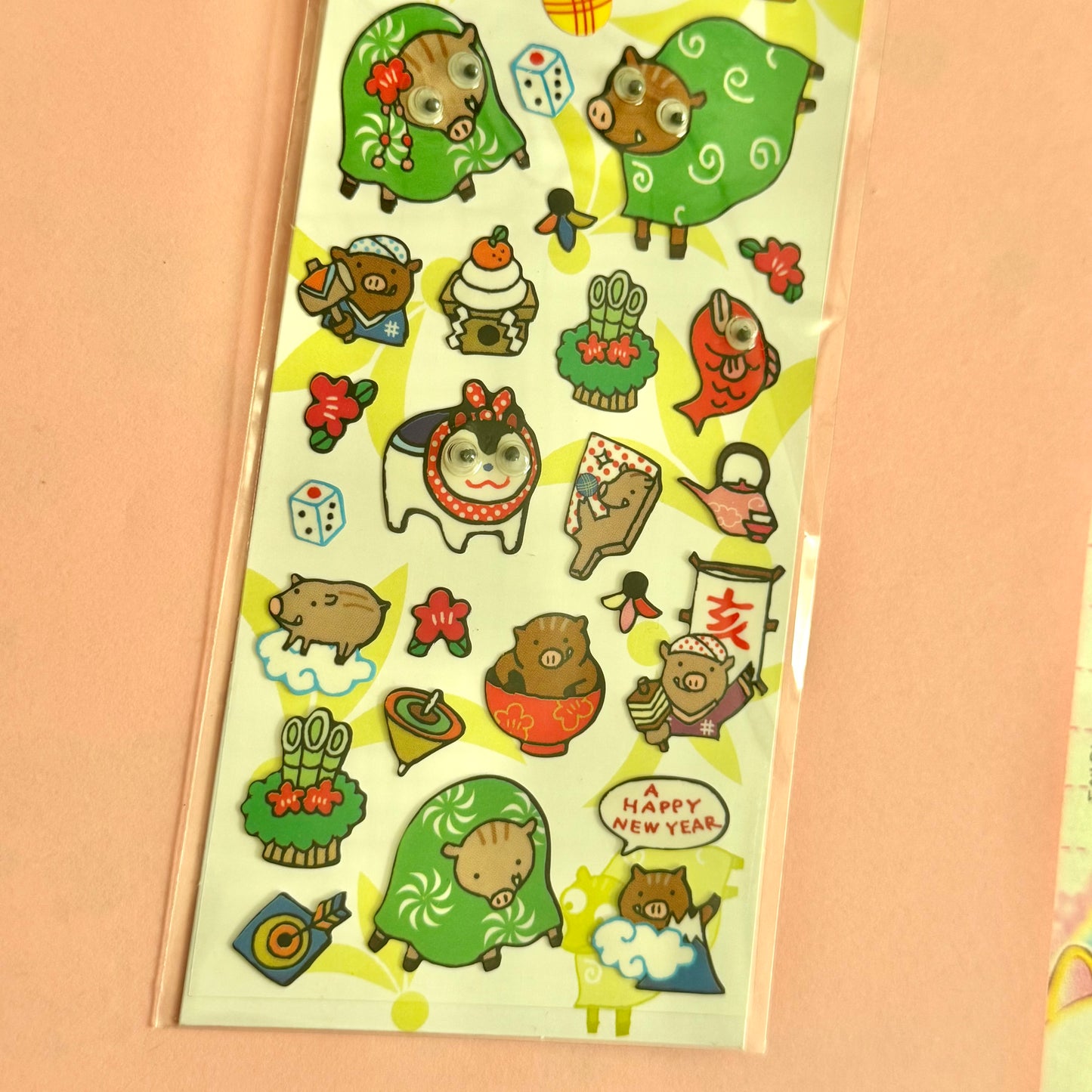 Wiggly Eyes Boar Shaker Sticker Sheet