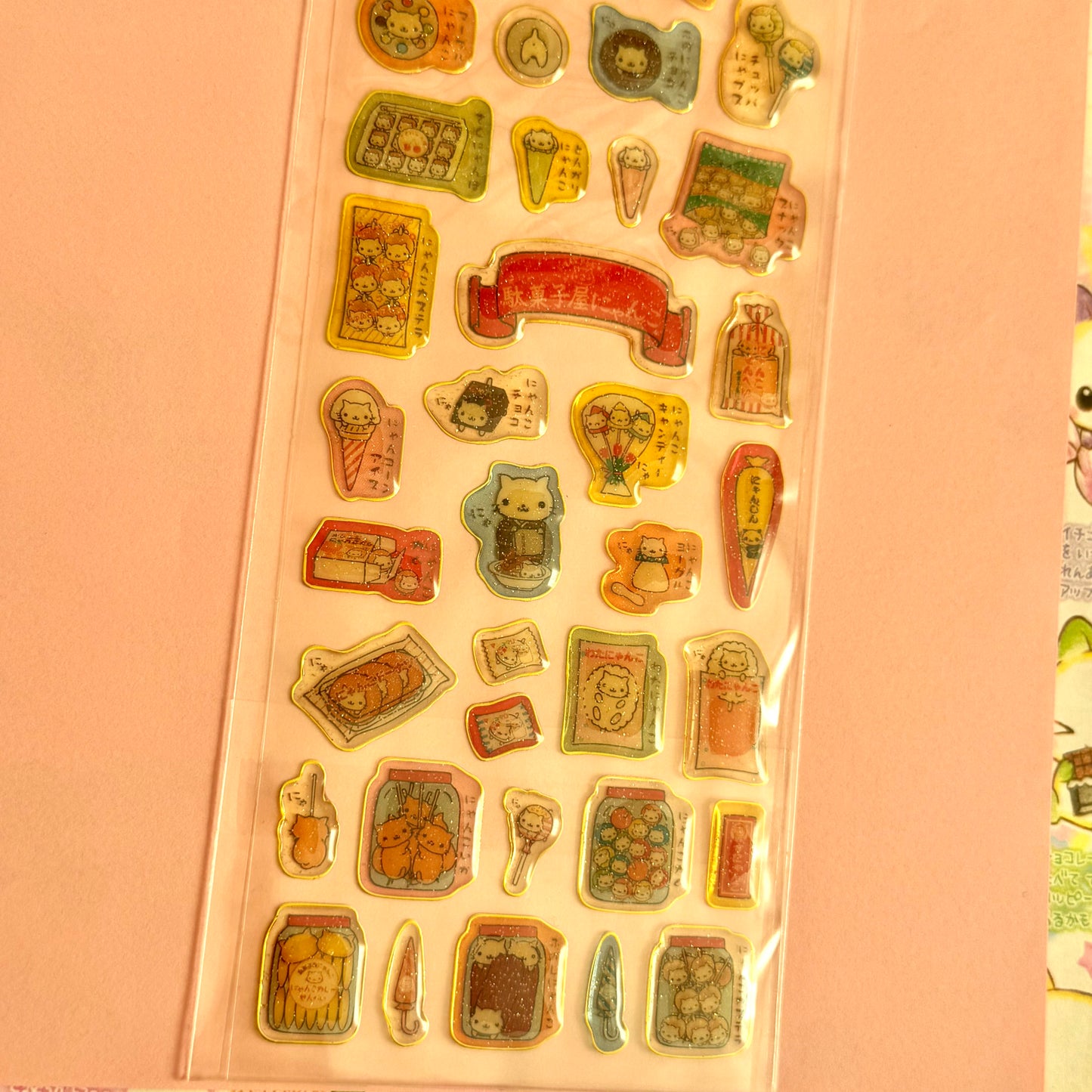 San-x Seals ♡ 2004 Nyan Nyan Nyanko Candy Shop Clear Sticker Sheet