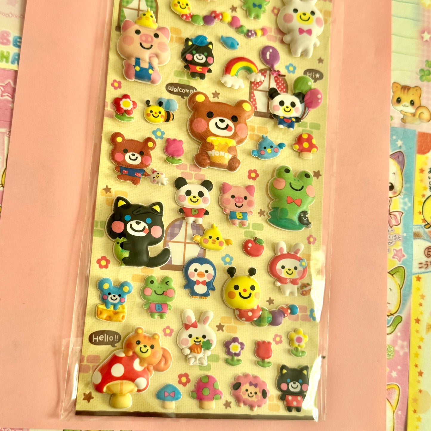 Q-Lia Seals ♡ Animal Biscuits Puffy Sticker Sheet
