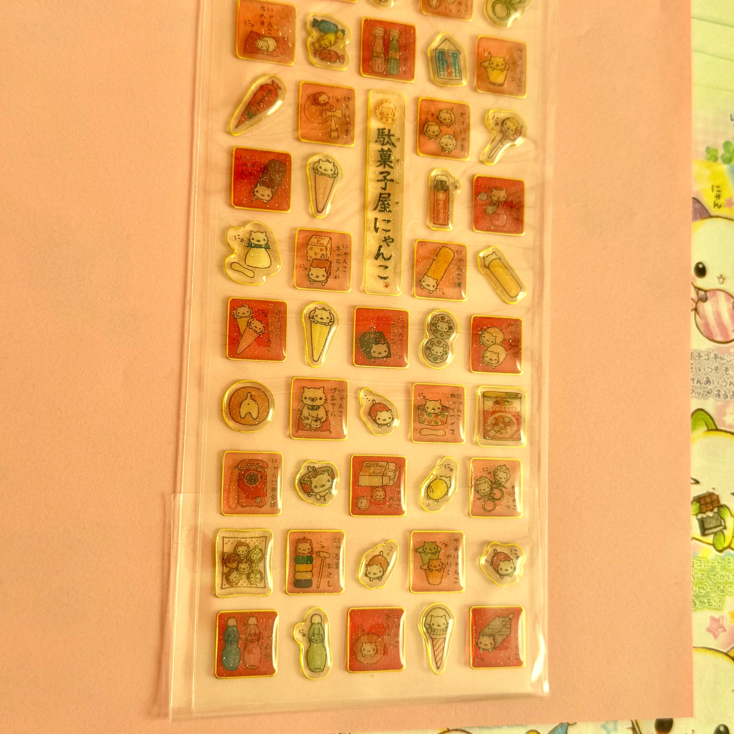 San-x Seals ♡ 2004 Nyan Nyan Nyanko Candy Shop Clear Sticker Sheet