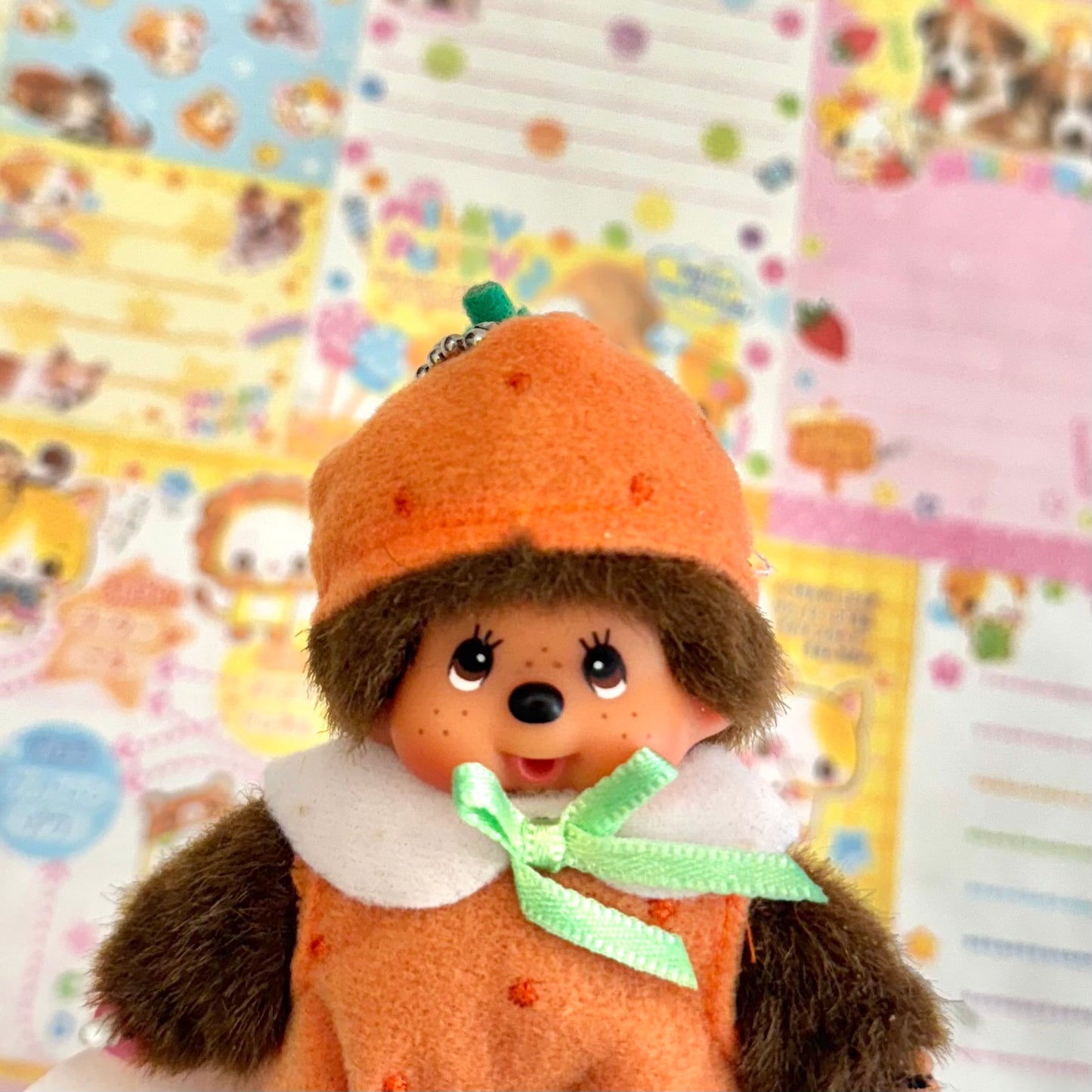 Monchhichi ♡ Orange Fruit Costume Keychain