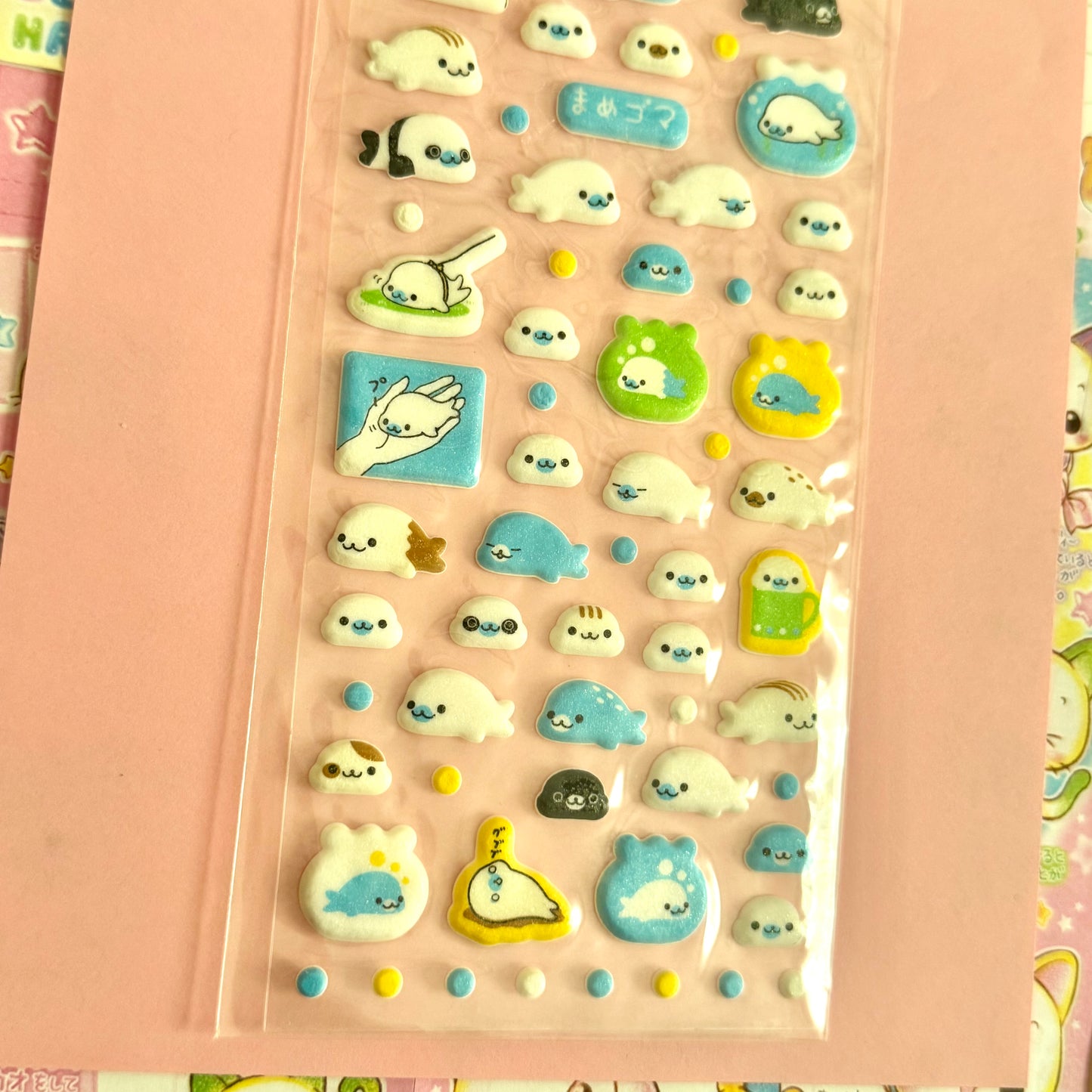 San-x Seals ♡ Mamegoma Clear Squishy Sticker Sheet