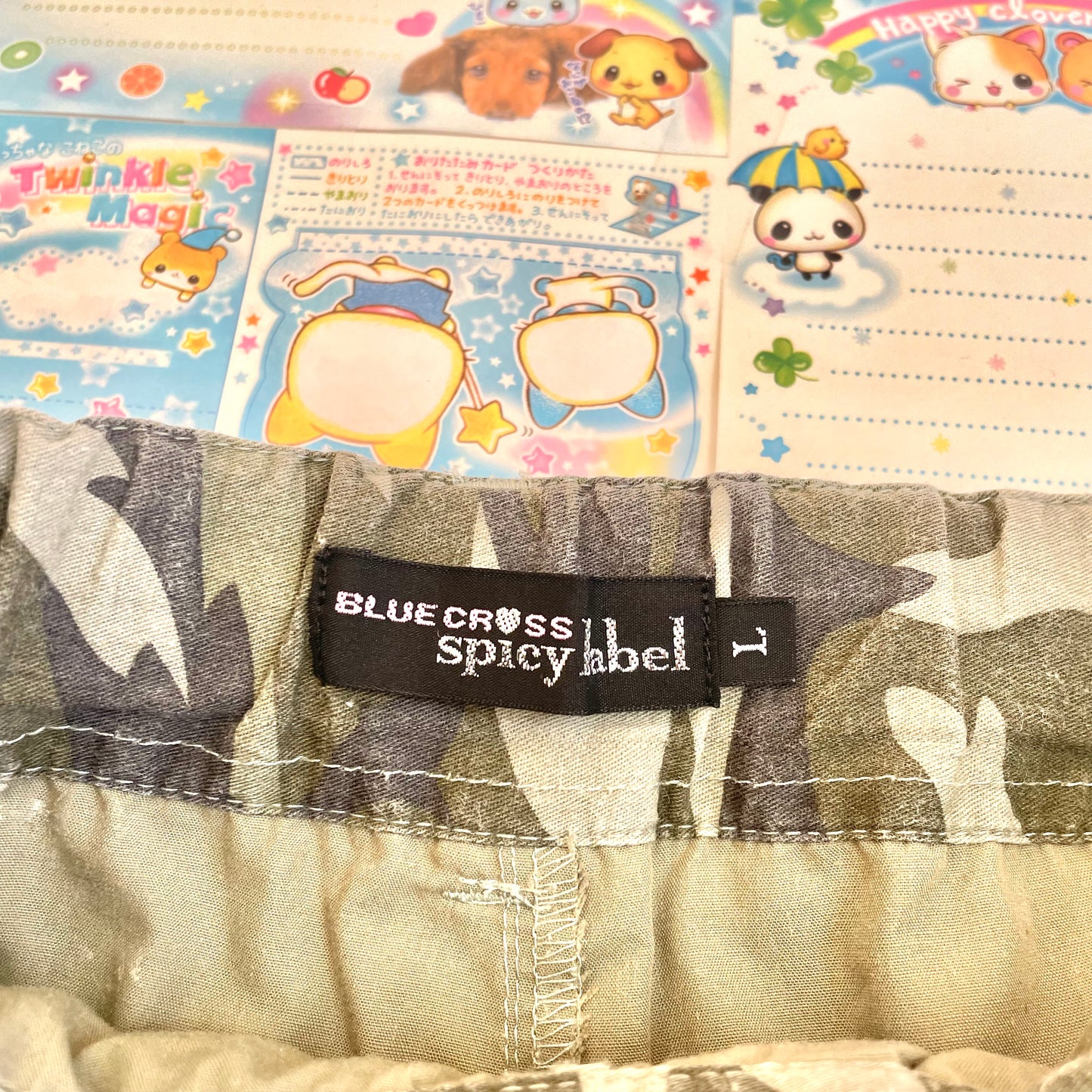 Blue♥︎Cross Girls Spicy Label - Camo Mini Skirt with Ribbon Detail