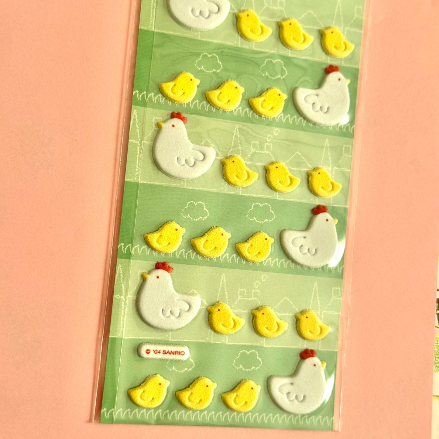 Sanrio Seals ♡ 2004 Fluffy Chicken and Chick Sticker Sheet