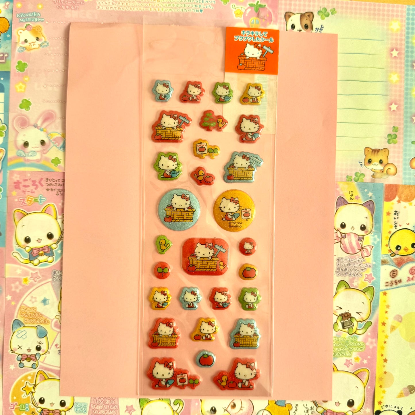 Sanrio Seals ♡ 2004 Hello Kitty Apple Sparkly and Puffy Sticker Sheet