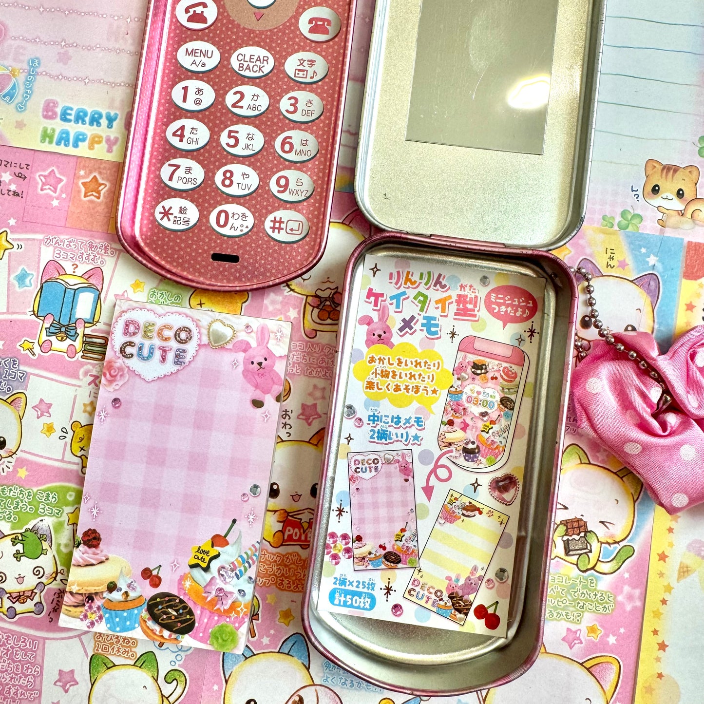 Deco Cute ♡ Flip Phone Tin Can with Memo