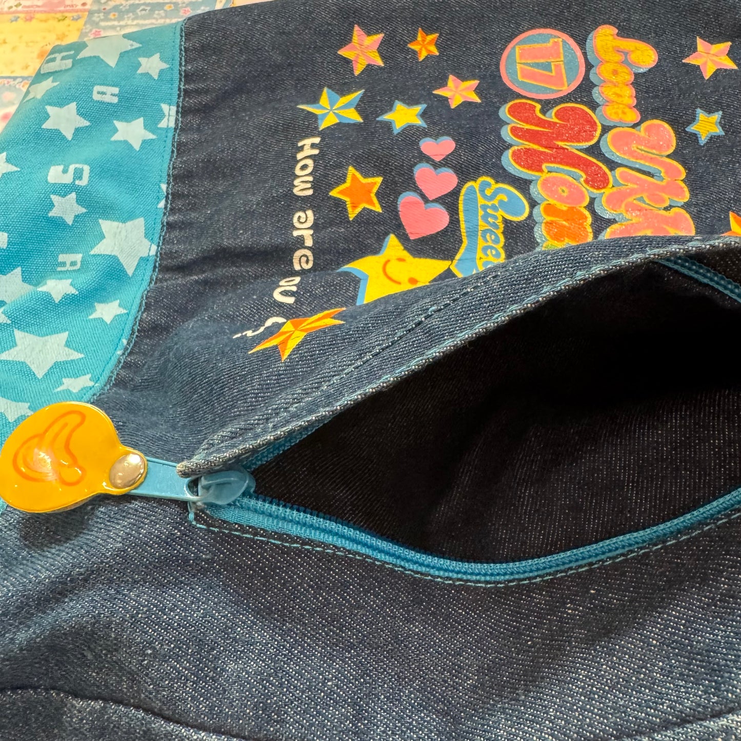 Love Ukkay Monkey Denim Tote Bag