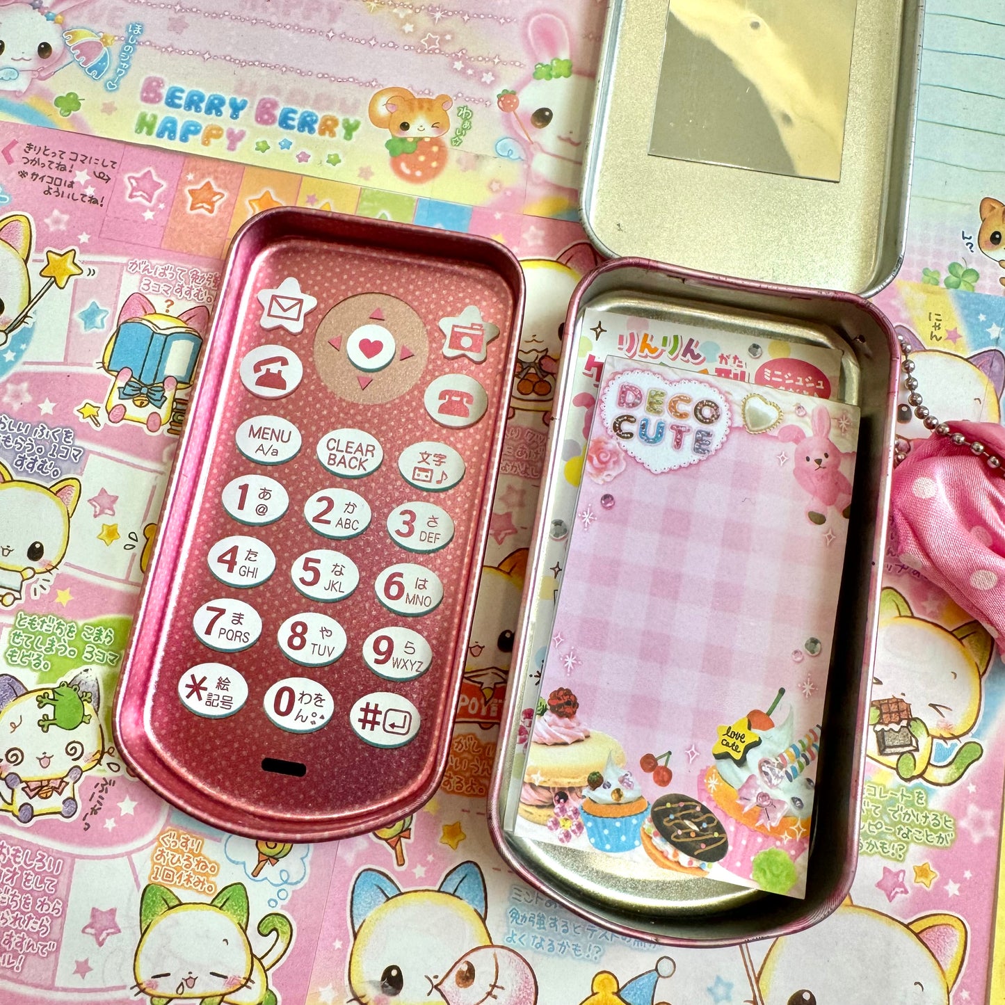Deco Cute ♡ Flip Phone Tin Can with Memo