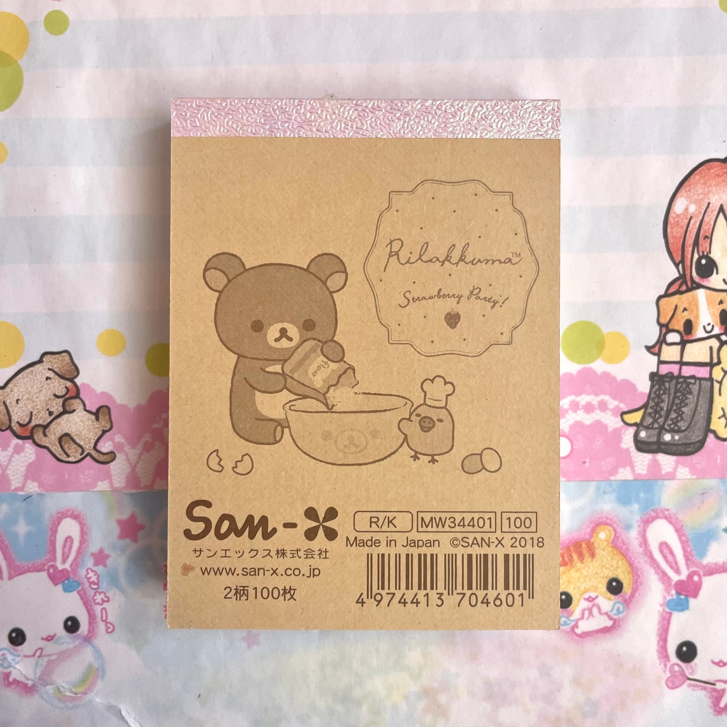 Rilakkuma Strawberry Party! Chairoikoguma Memo Pad