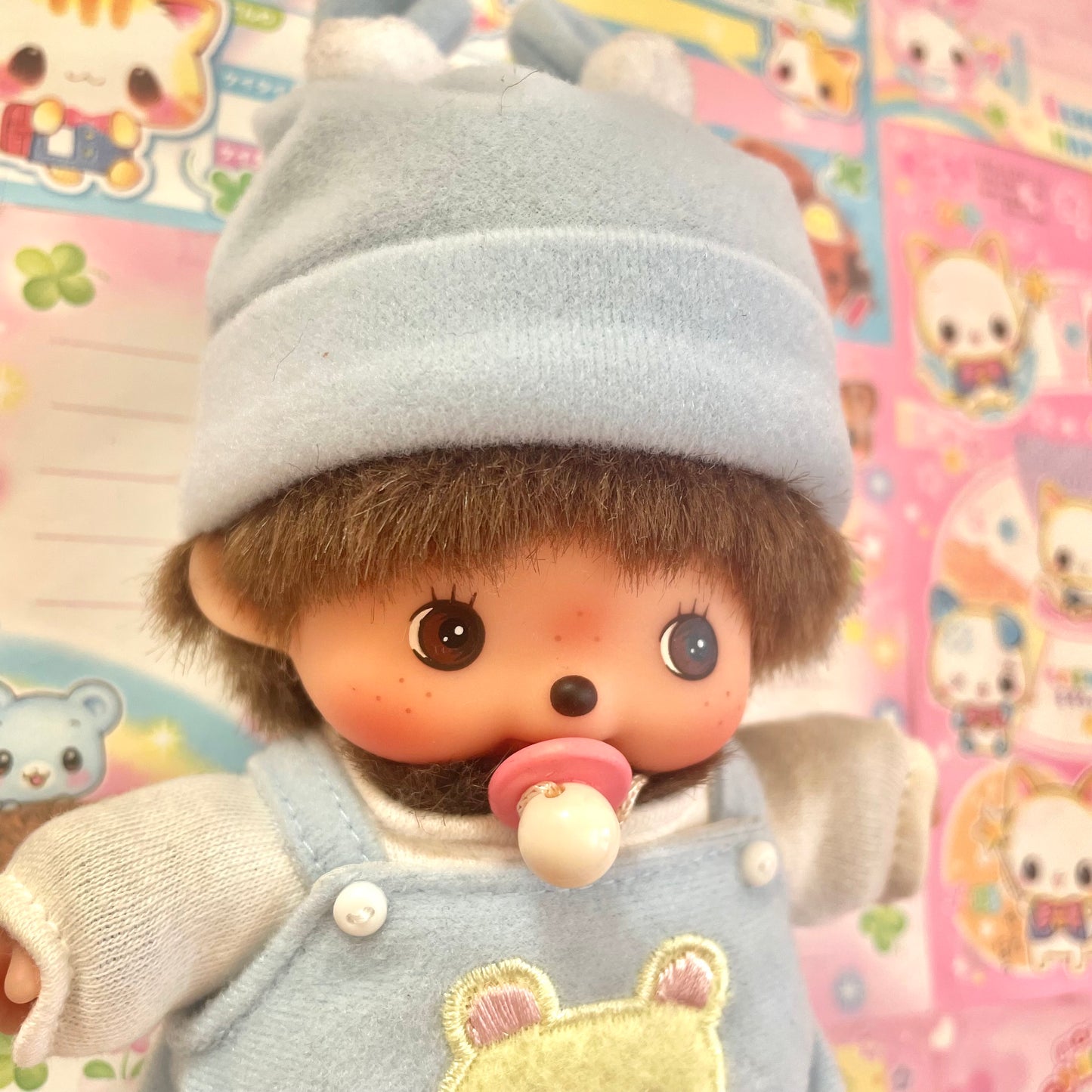 Bebichhichi Boy in Blue Bear Overalls