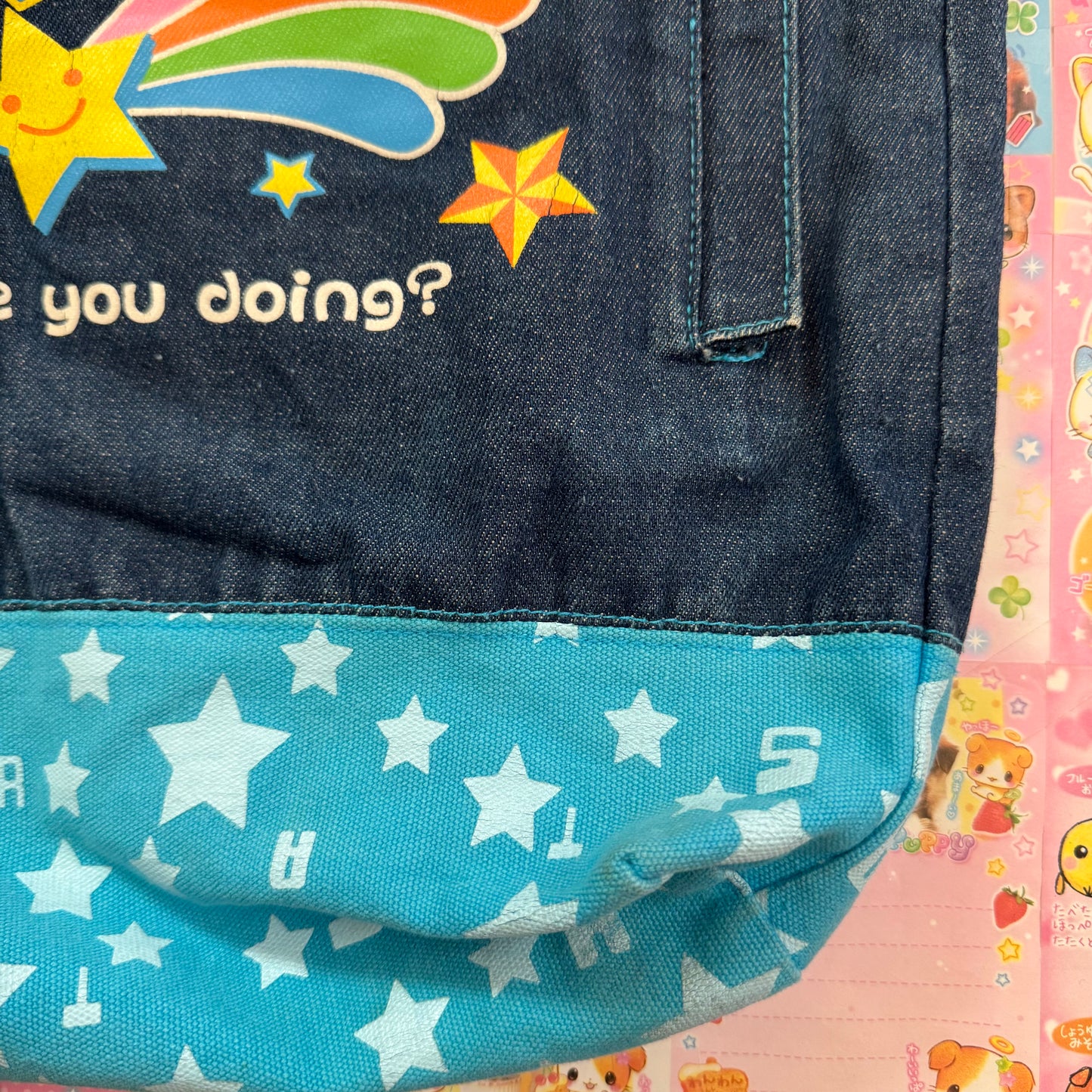 Love Ukkay Monkey Denim Tote Bag