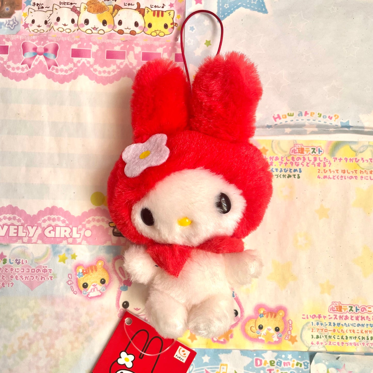 Red My Melody Fluffy Mascot