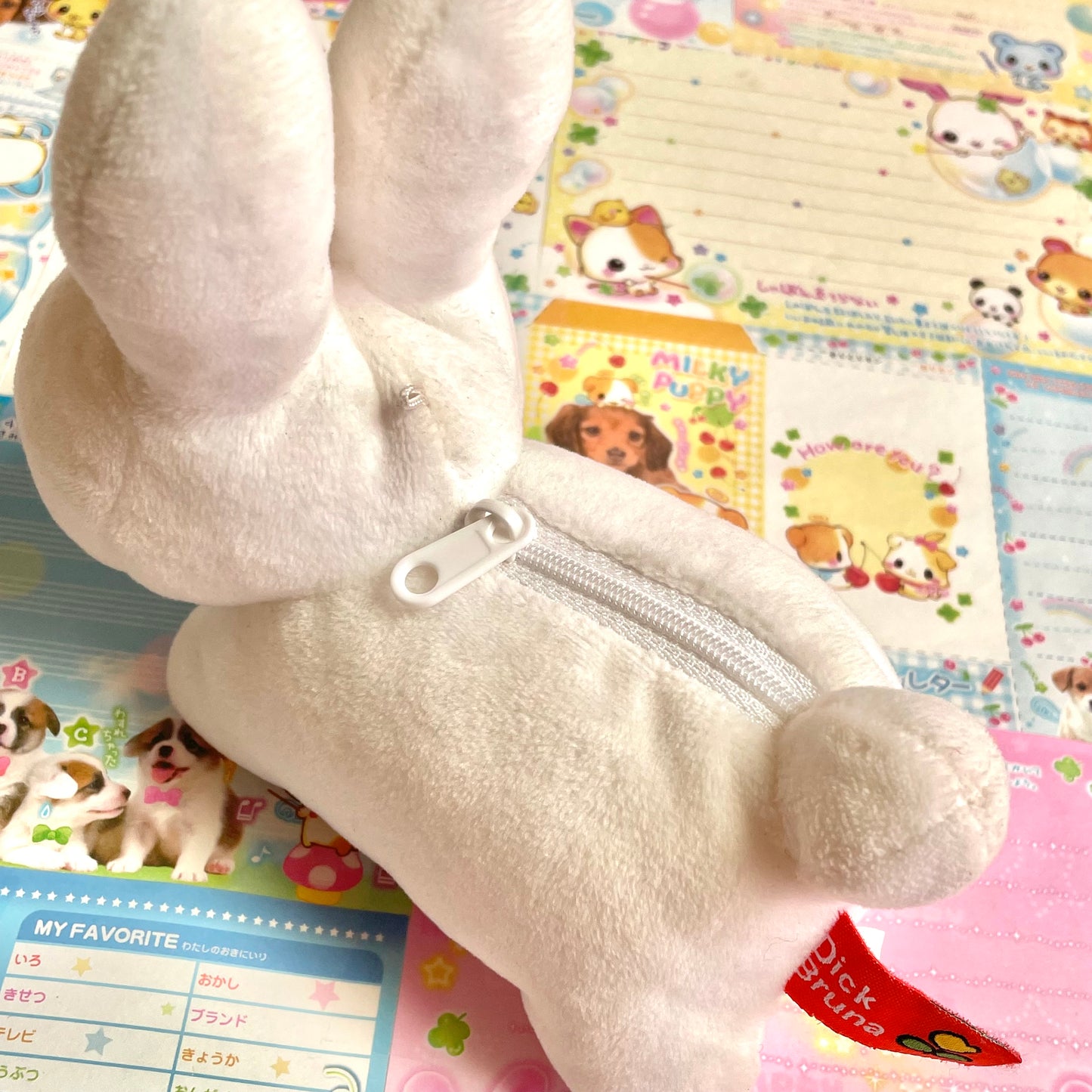 Bruna Animal White Rabbit Small Plush with Zipper