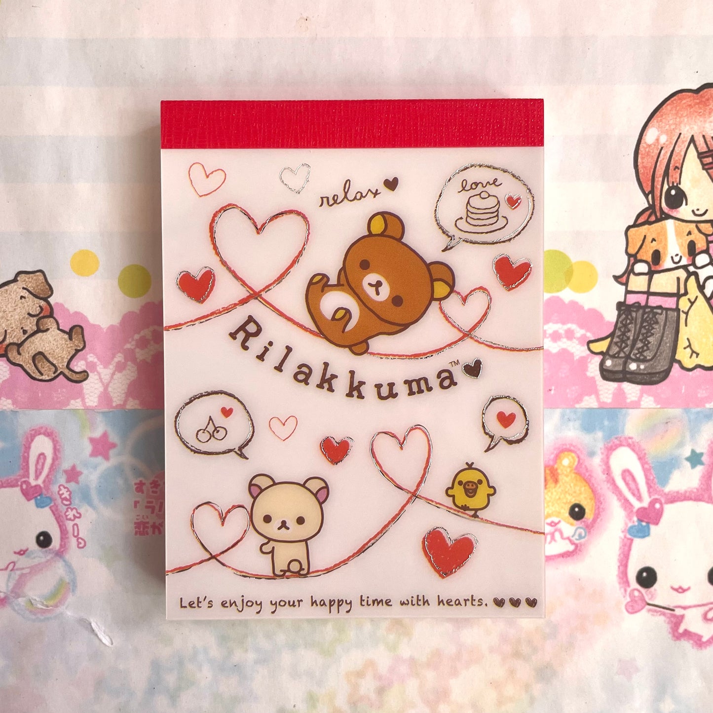 Rilakkuma Hearts Memo Pad