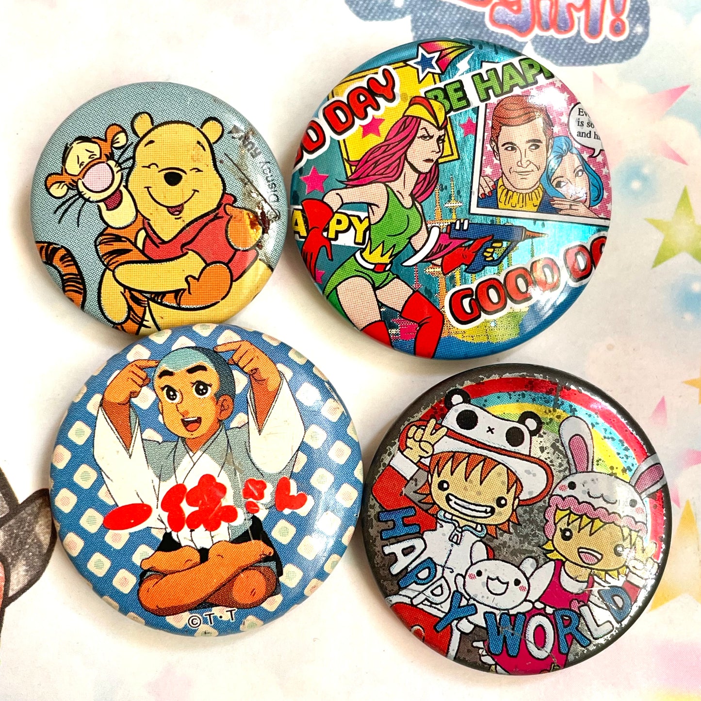 Retro Button Pin Set