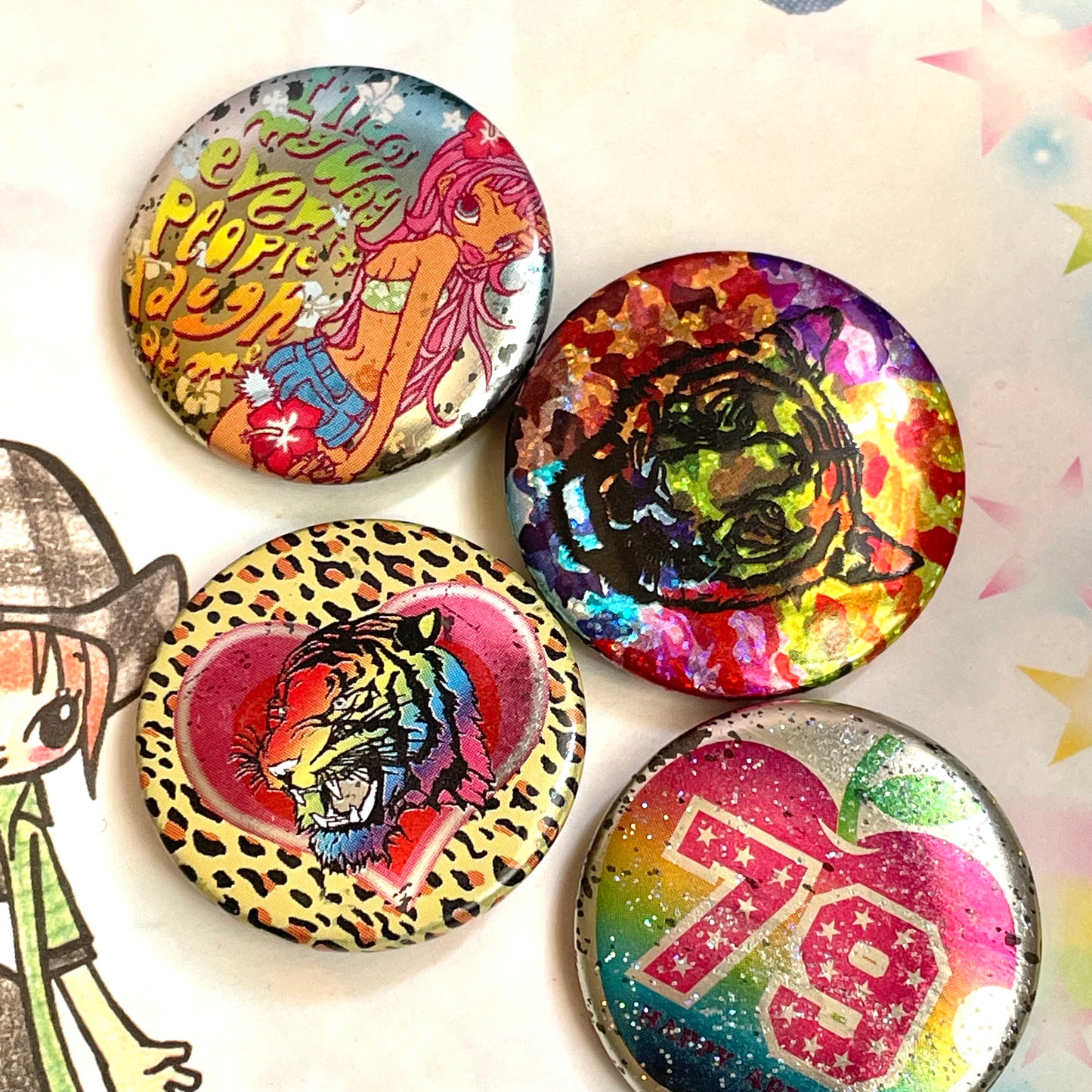 Retro Button Pin Set