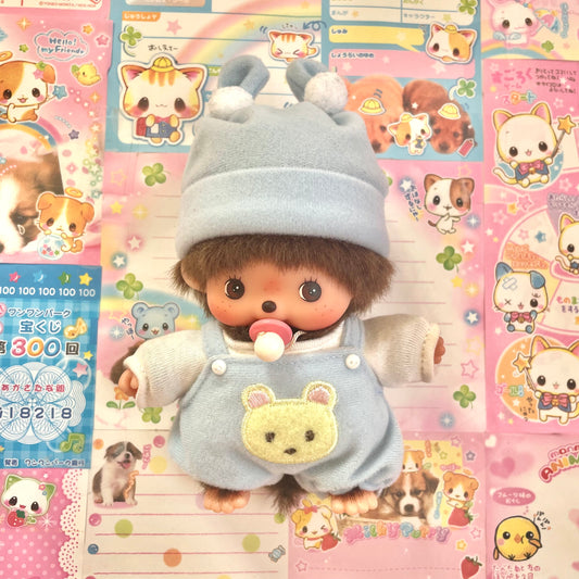 Bebichhichi Boy in Blue Bear Overalls