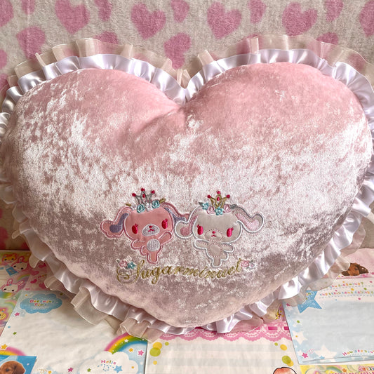 2009 Sugarbunnies Sugarminuet Satin Heart Shaped Cushion