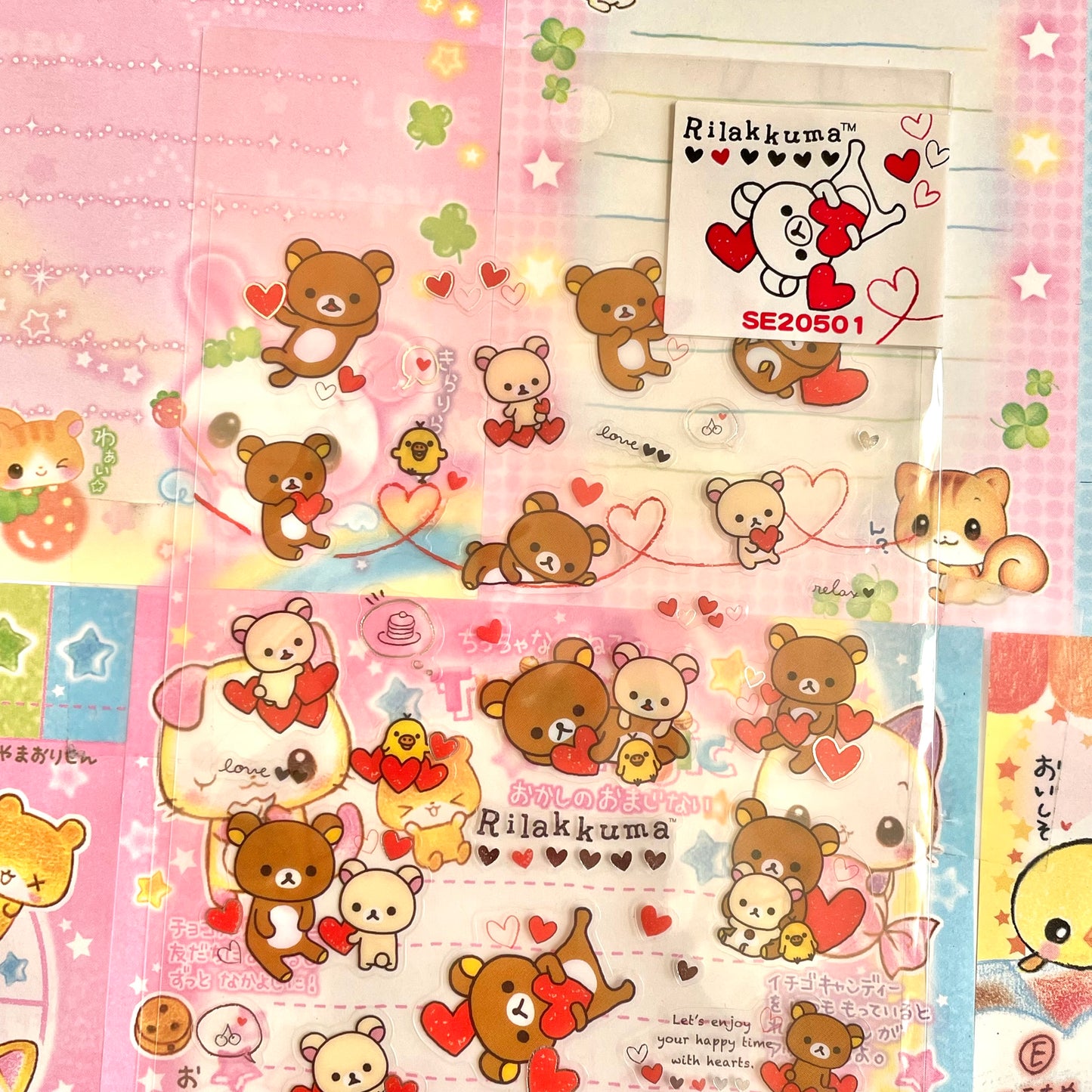 Rilakkuma Hearts Clear Sticker Sheet