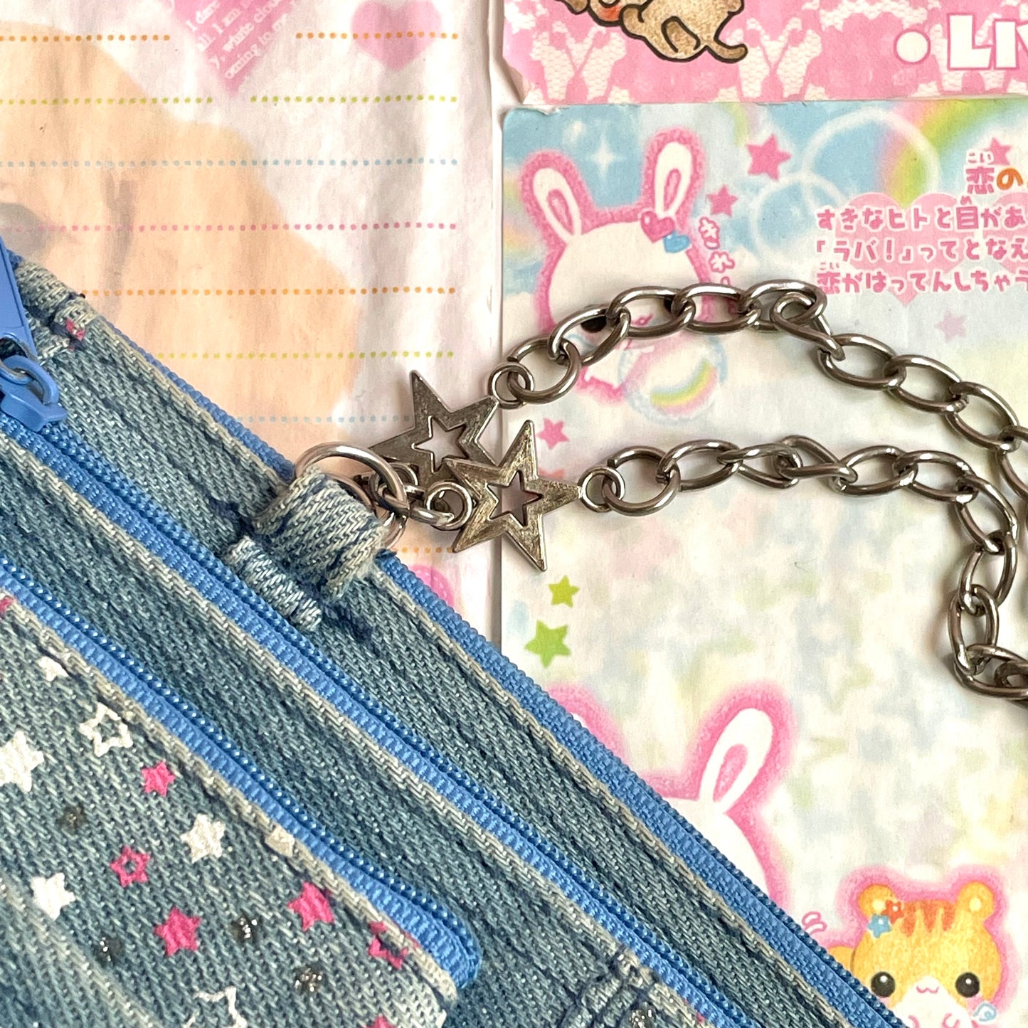 Chiwa World Denim Purse Pencil Case with Mirror