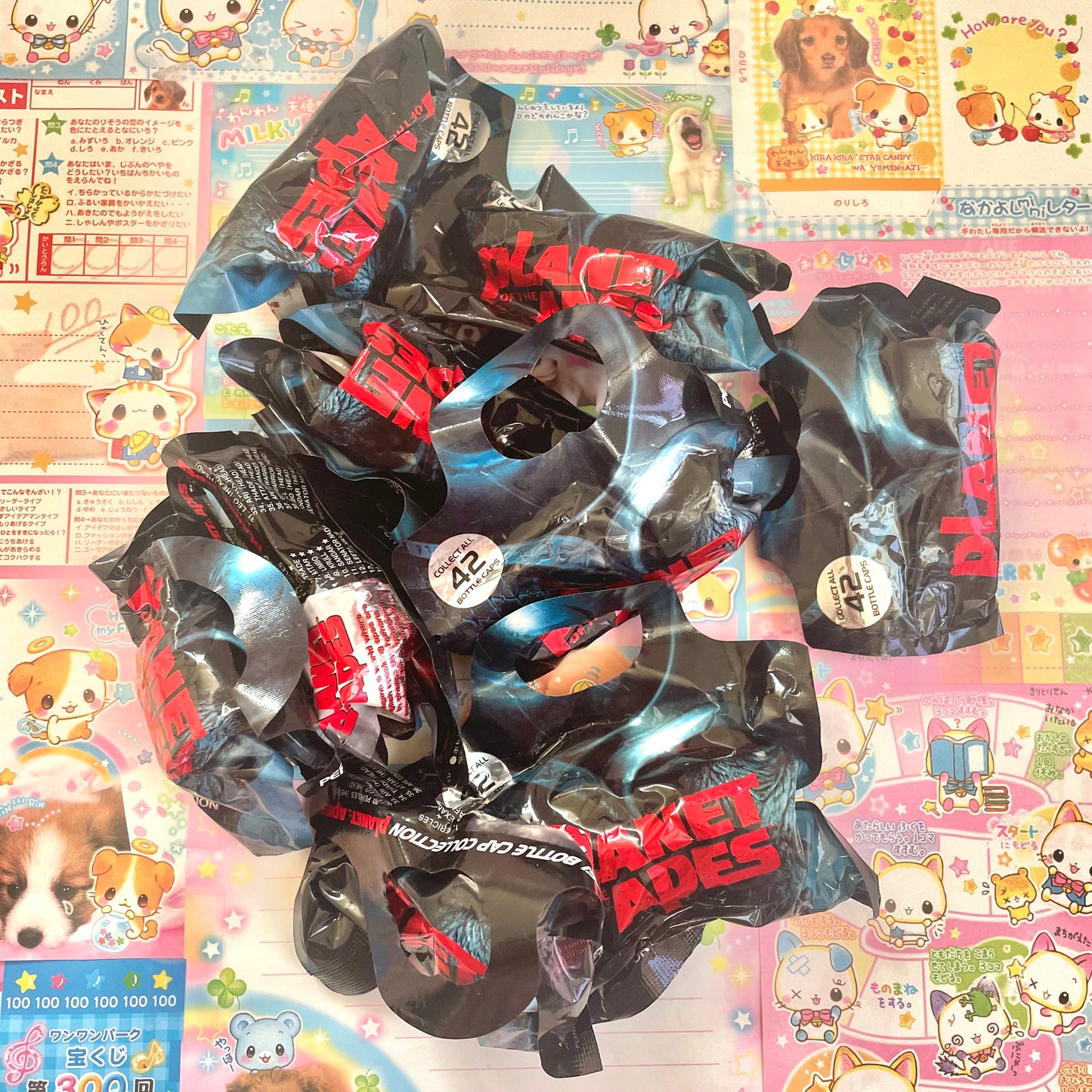 Large set of Planet of the Apes Pepsi Bottle Cap Collection Blind Bags