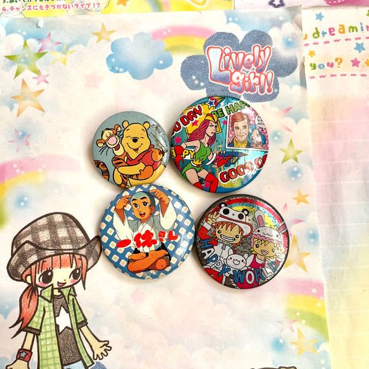 Retro Button Pin Set