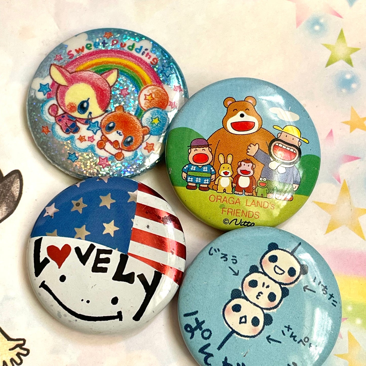 Retro Button Pin Set