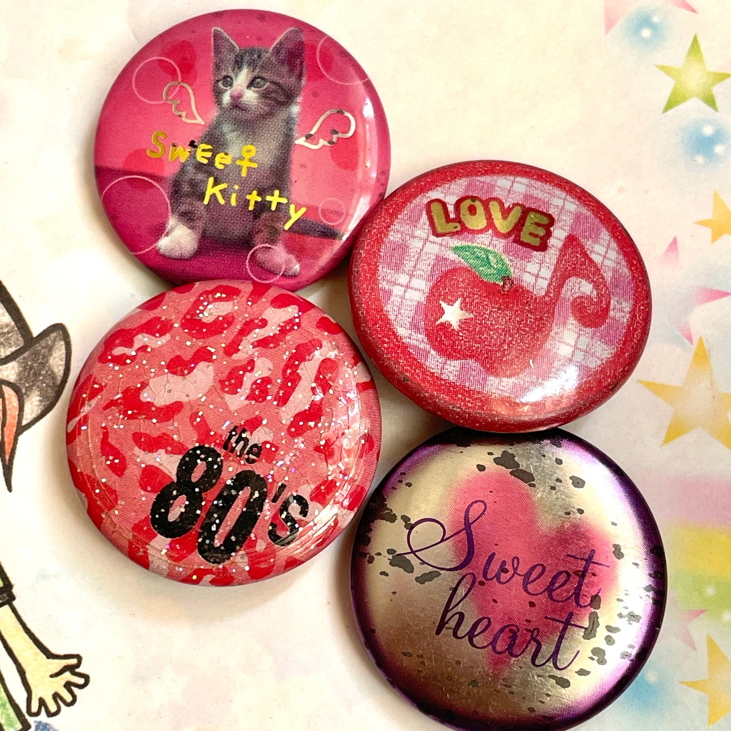 Retro Button Pin Set