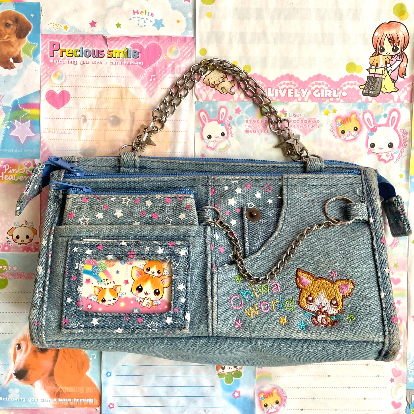 Chiwa World Denim Purse Pencil Case with Mirror