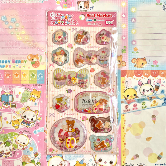 Rilakkuma Seal Market Cherry-Scented 3D Shaker Sticker Sheet