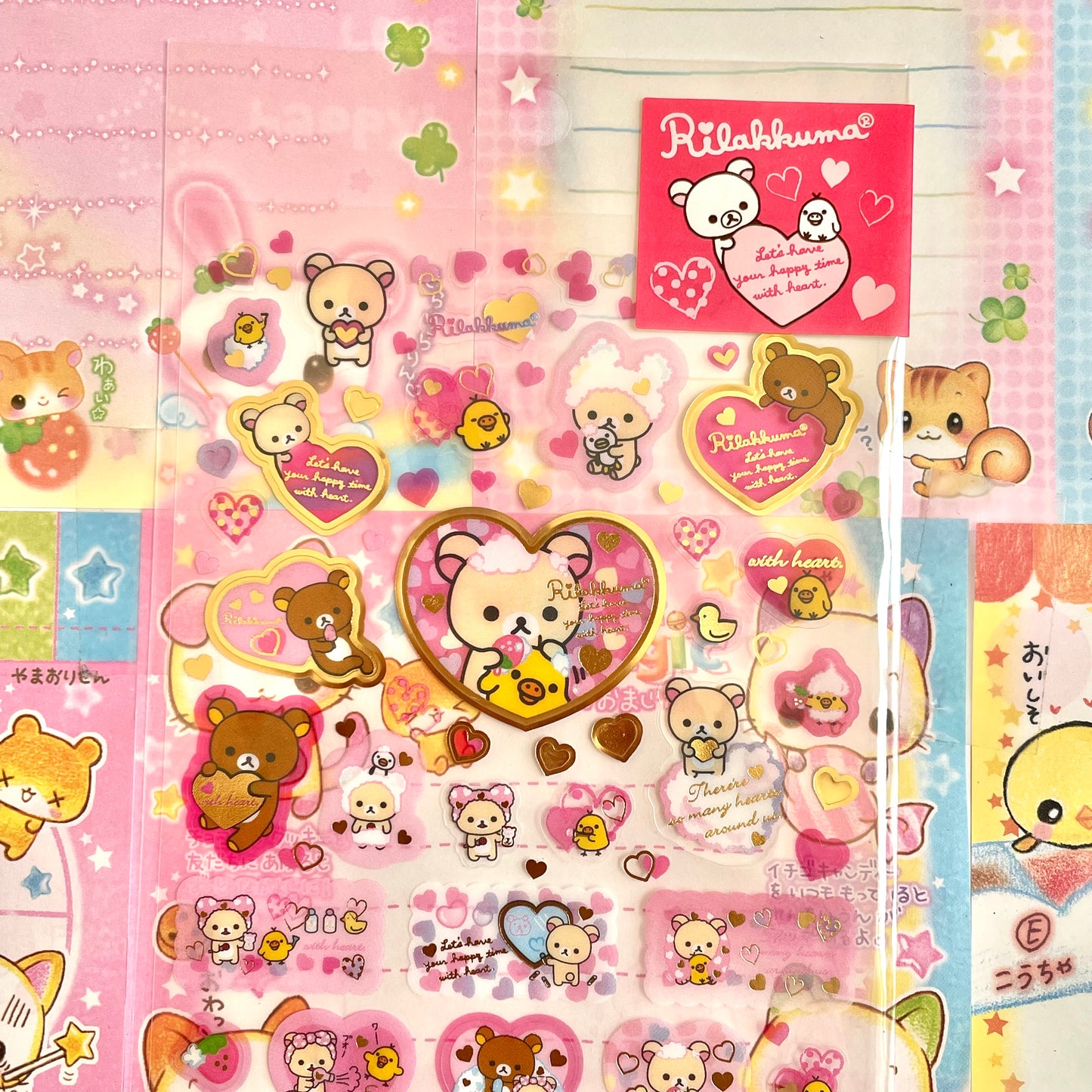 Rilakkuma Happy Time Heart Clear Sticker Sheet