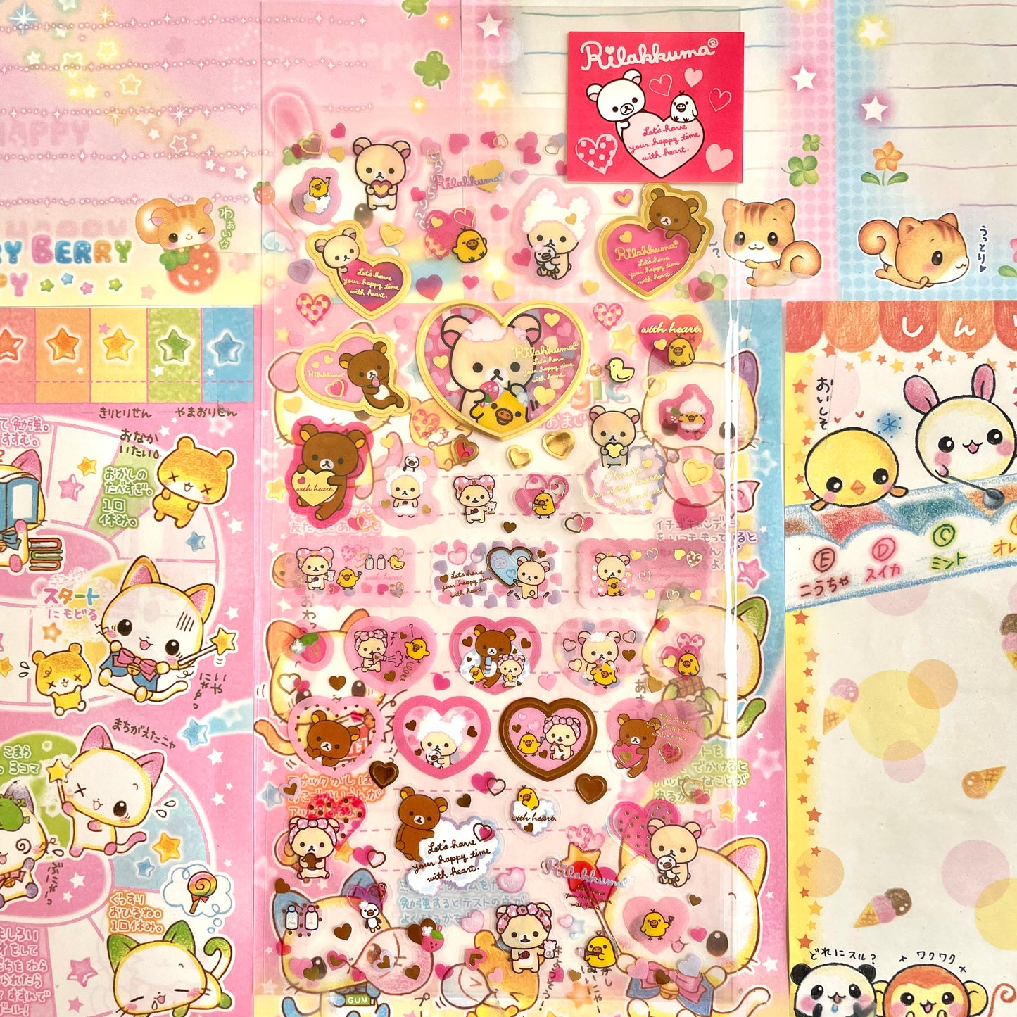 Rilakkuma Happy Time Heart Clear Sticker Sheet