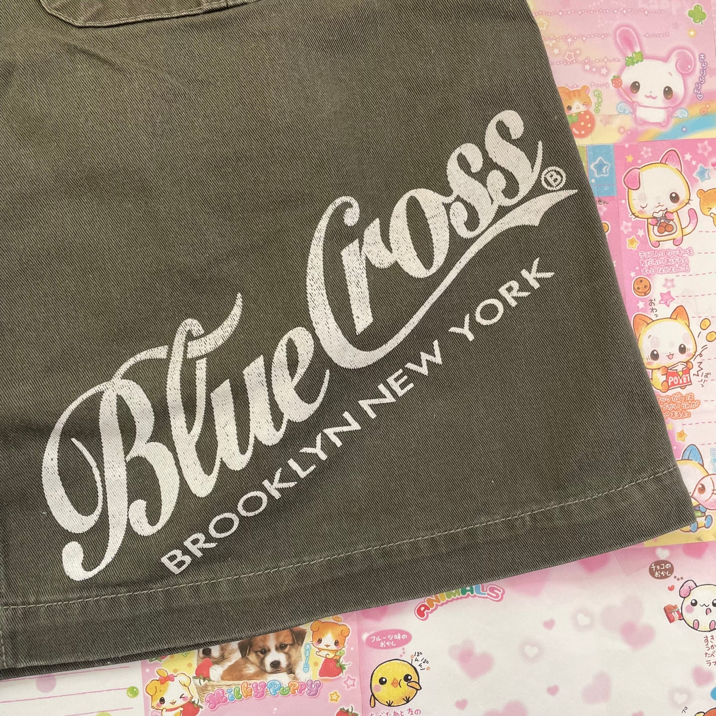 Blue♥︎Cross Girls - Army Green Skirt with Patches