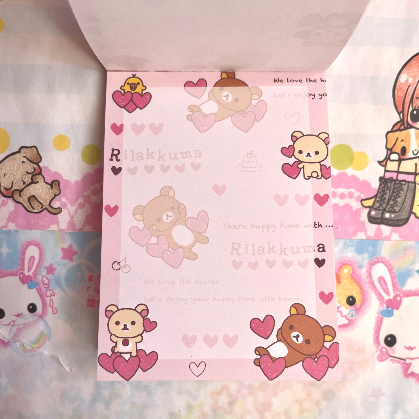 Rilakkuma Hearts Memo Pad