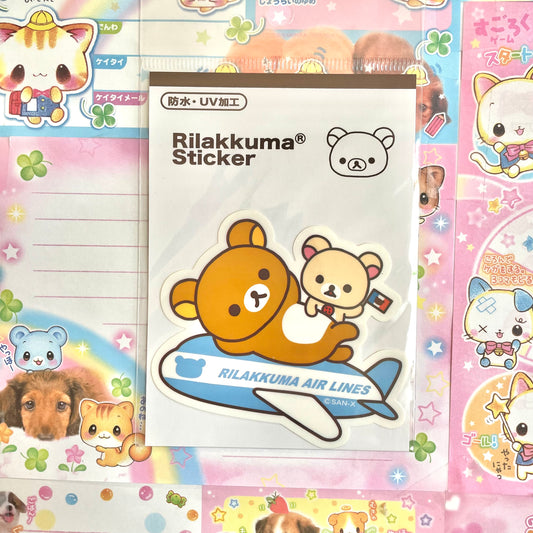 Rilakkuma Airlines Waterproof/UV Treated Large Sticker