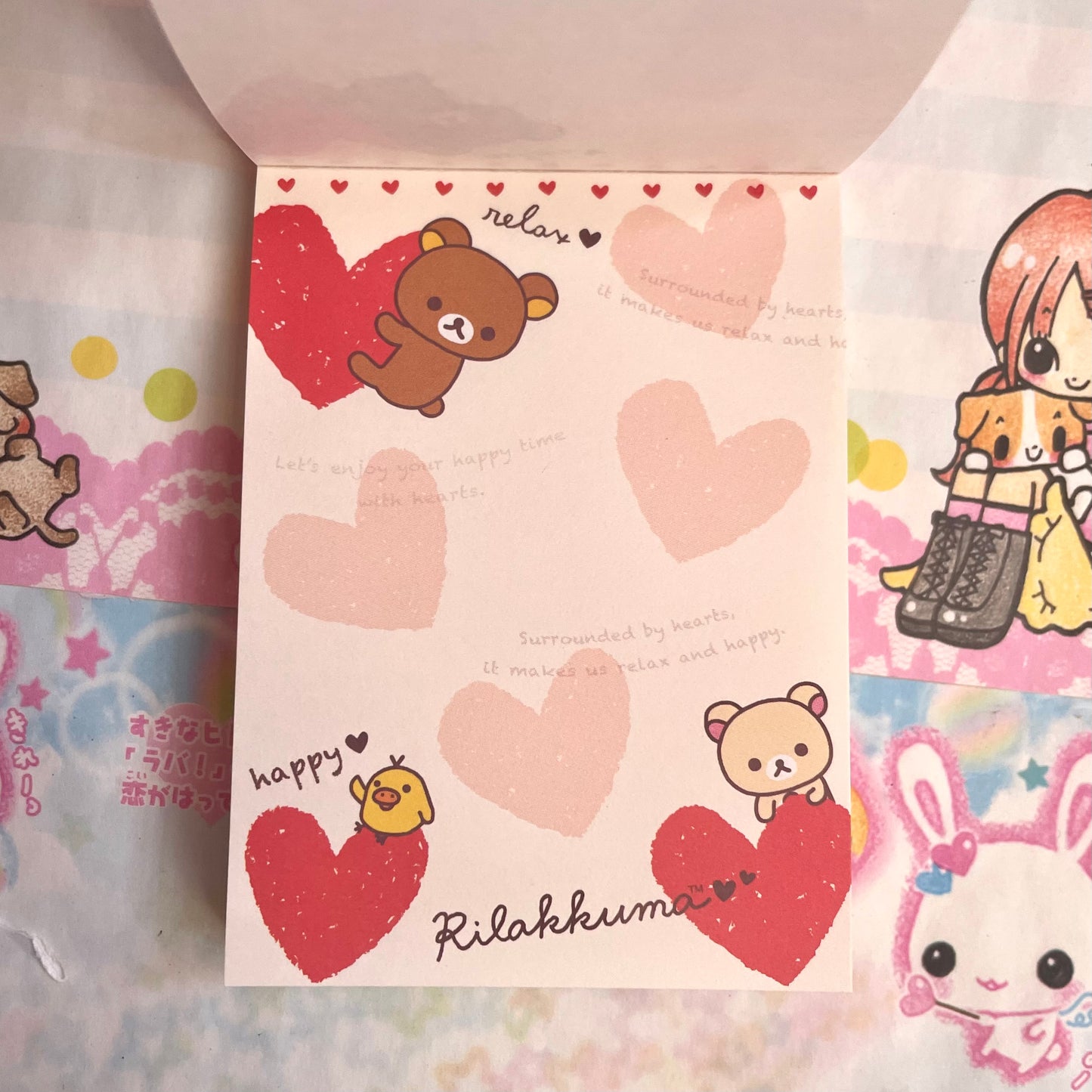 Rilakkuma Hearts Memo Pad