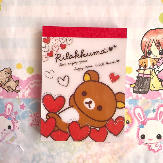 Rilakkuma Hearts Memo Pad