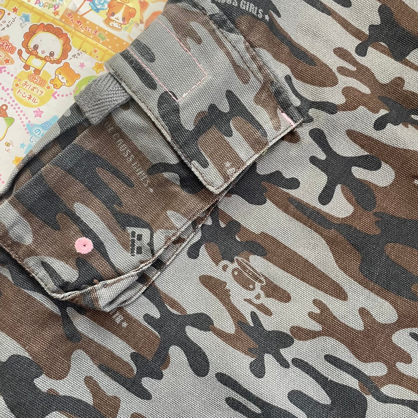 Blue♥︎Cross Girls - Camo Drawstring Skirt with Patches