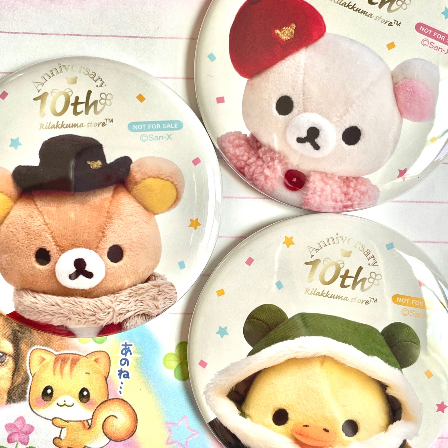 Rilakkuma 10th Anniversary Magnet Badge Set of 3