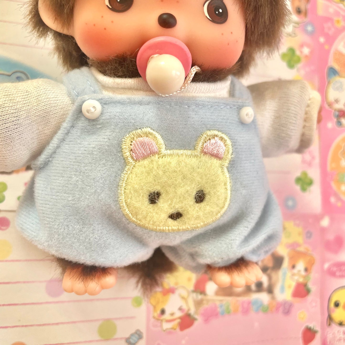 Bebichhichi Boy in Blue Bear Overalls