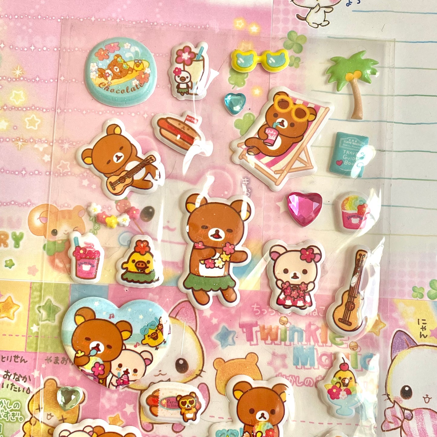 Rilakkuma Hawaii Puffy Sticker Sheet