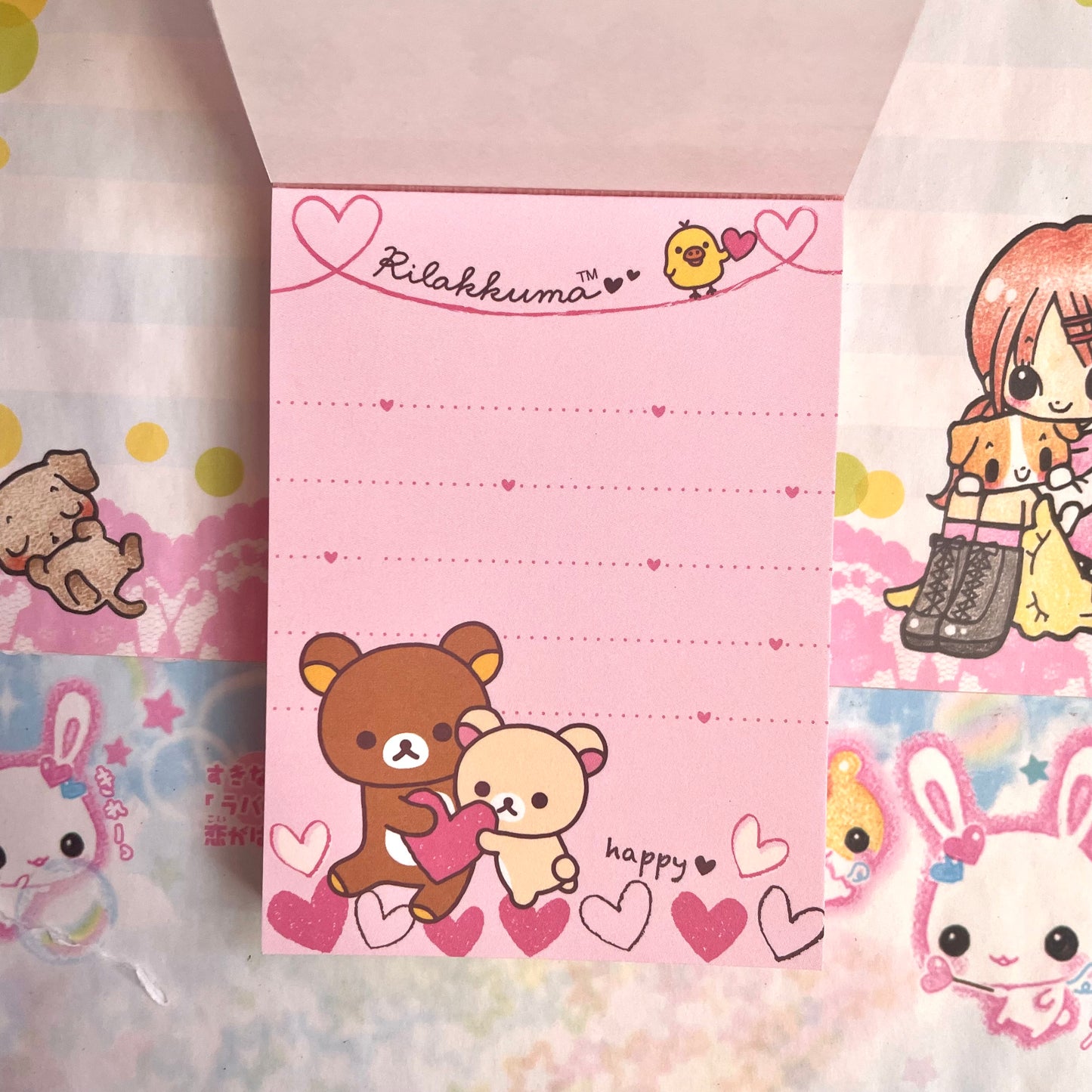 Rilakkuma Hearts Memo Pad