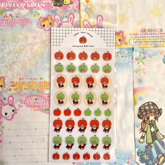 Monchhichi x Furukawashiko Apple Clear Sticker Sheet