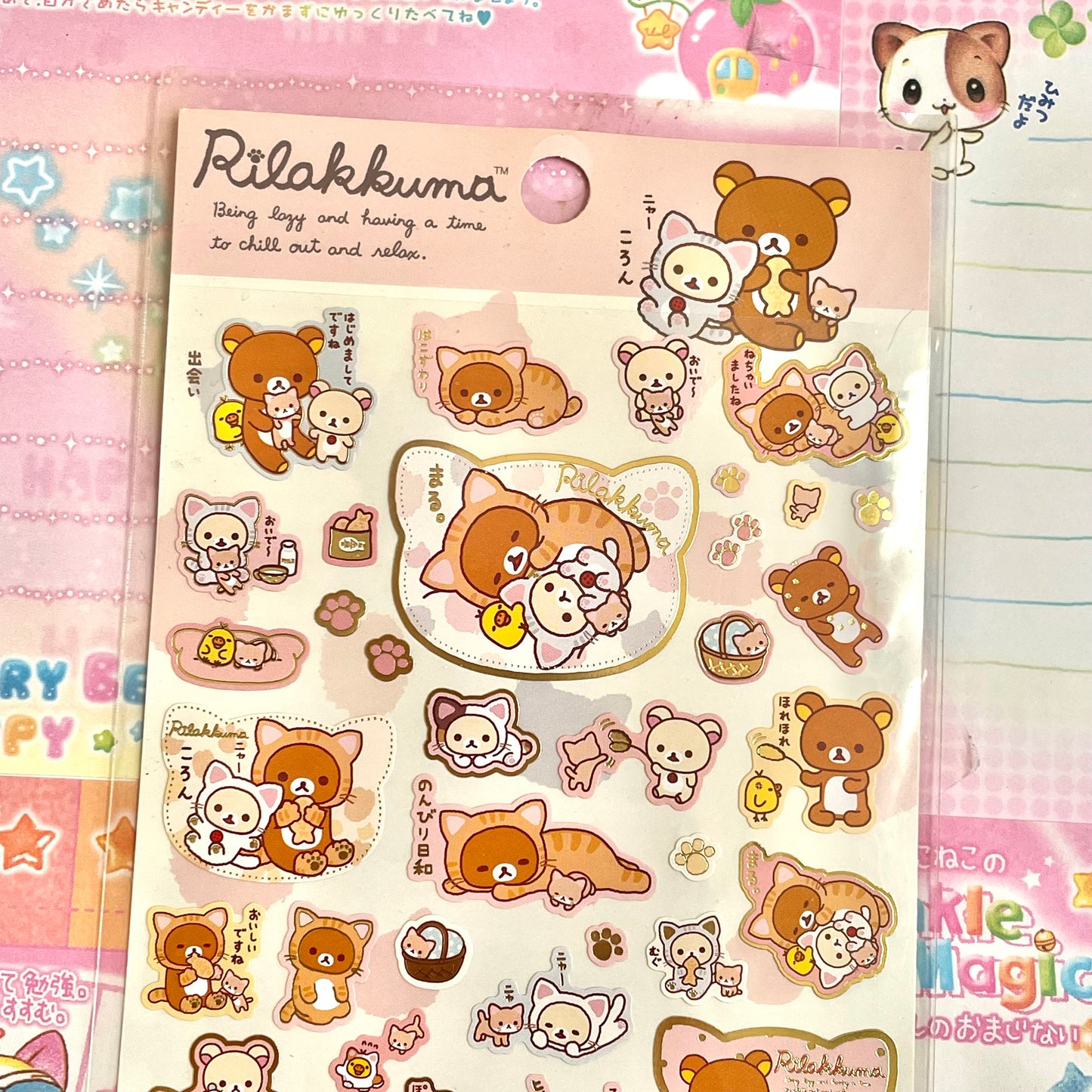 Rilakkuma Relaxing Cat Theme Sticker Sheet